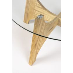 Table basse ronde bois et verre Kobe 80cm - Zuiver