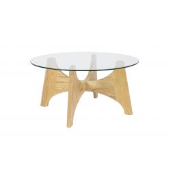 Table basse ronde bois et verre Kobe 80cm - Zuiver