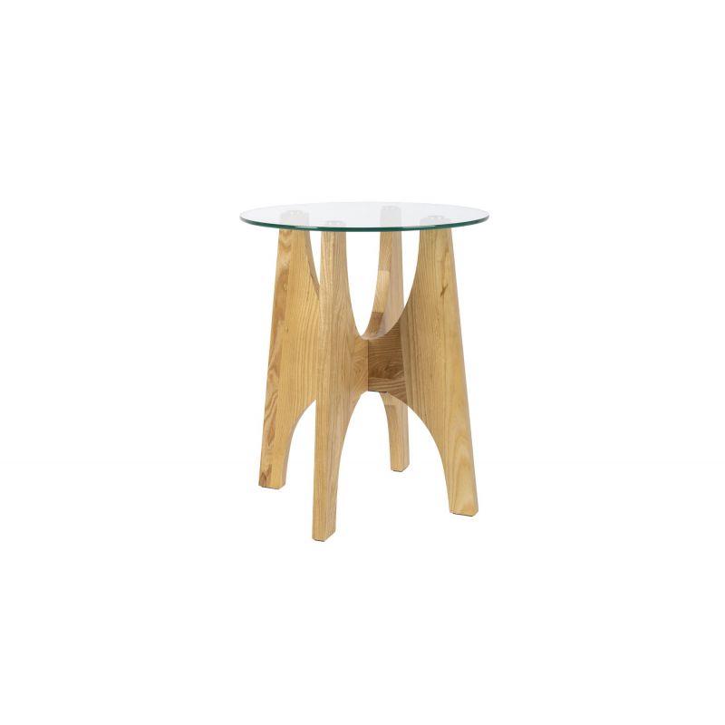 Table d'appoint ronde bois et verre Kobe - Zuiver Table d'appoint ronde bois et verre Kobe - Zuiver