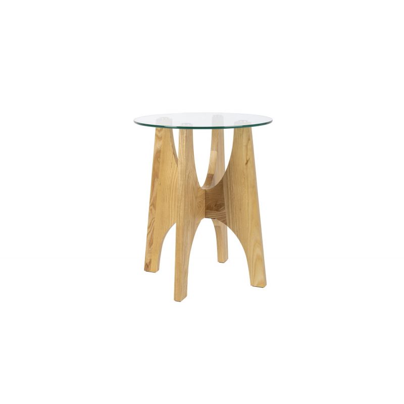 Table d'appoint ronde bois et verre Kobe - Zuiver