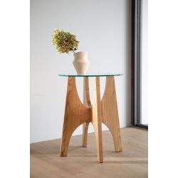 Table d'appoint ronde bois et verre Kobe - Zuiver