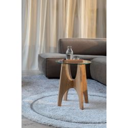 Table d'appoint ronde bois et verre Kobe - Zuiver