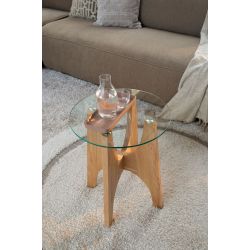 Table d'appoint ronde bois et verre Kobe - Zuiver