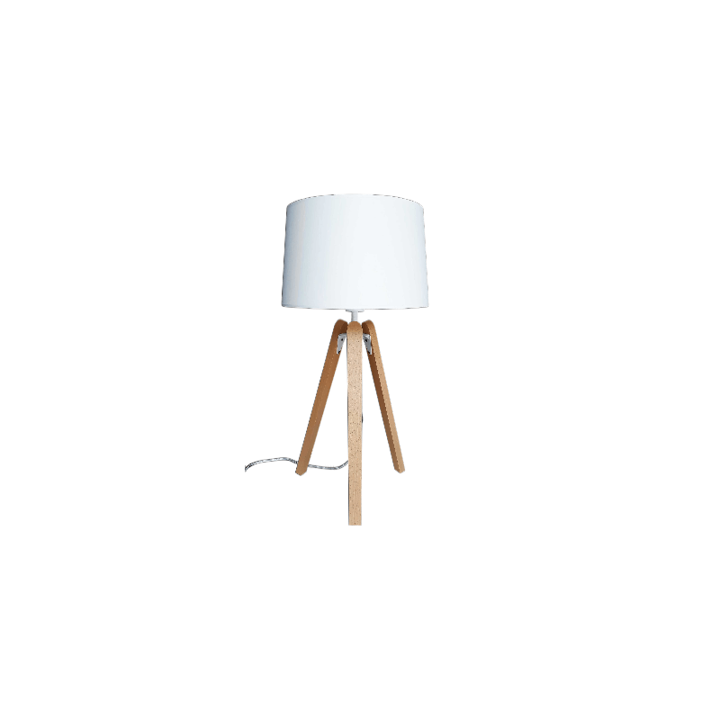 Lampe à poser trépied en bois Essence BLANC