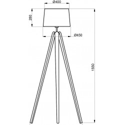 Dimension Lampadaire trépied bois et abat-jour coton ESSENCE
