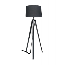 Lampadaire trépied bois et abat-jour coton ESSENCE Noir