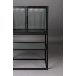 Meuble de rangement small Boli métal noir et verre - Dutchbone