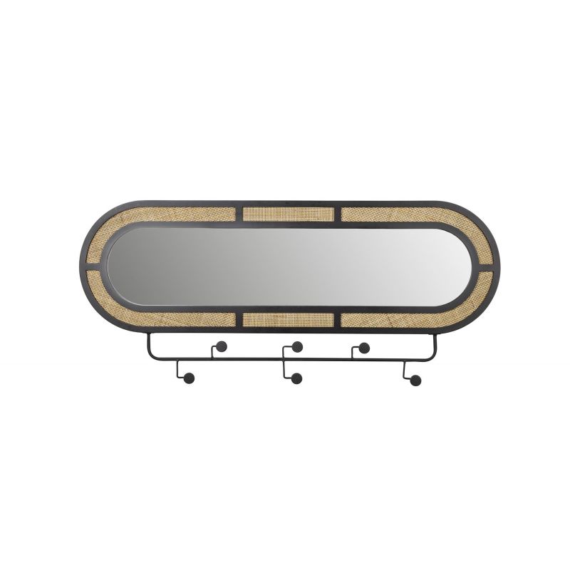 Miroir rotin AIDA avec patères - Boite à design