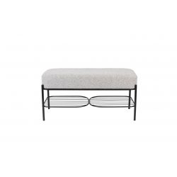 Petit tabouret carré avec coussin tissu gris et armature métal noire  collection Milou