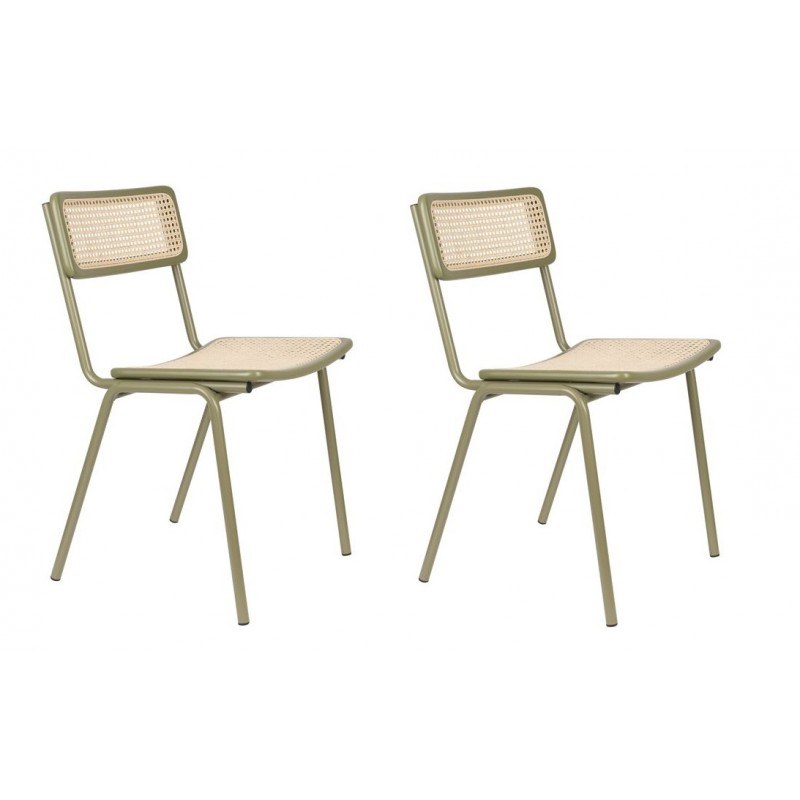 Chaises en bois massif et rotin JORT - Lot de 2