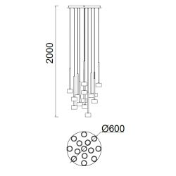 Suspensions ronde 14L verre Tonic Mantra 12W IP20