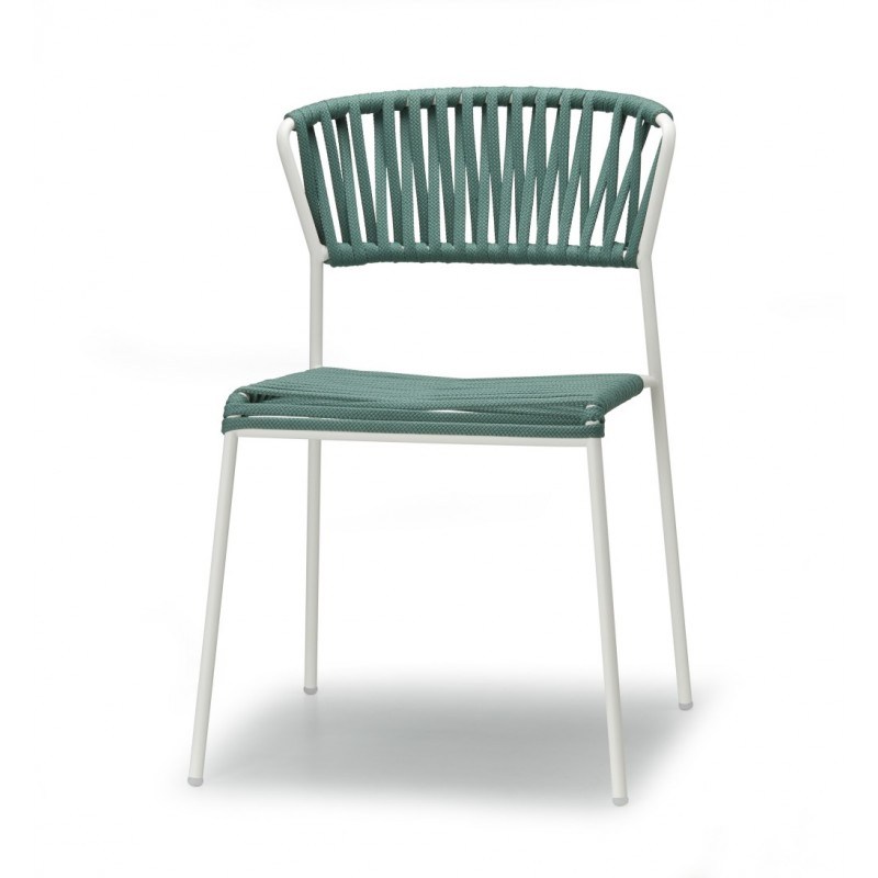 Lot de deux - chaise extérieur en corde cadre blanc LISA Lot de deux - chaise extérieur en corde cadre blanc LISA