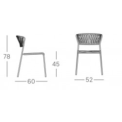 Lot de deux - chaise extérieur en corde cadre blanc LISA