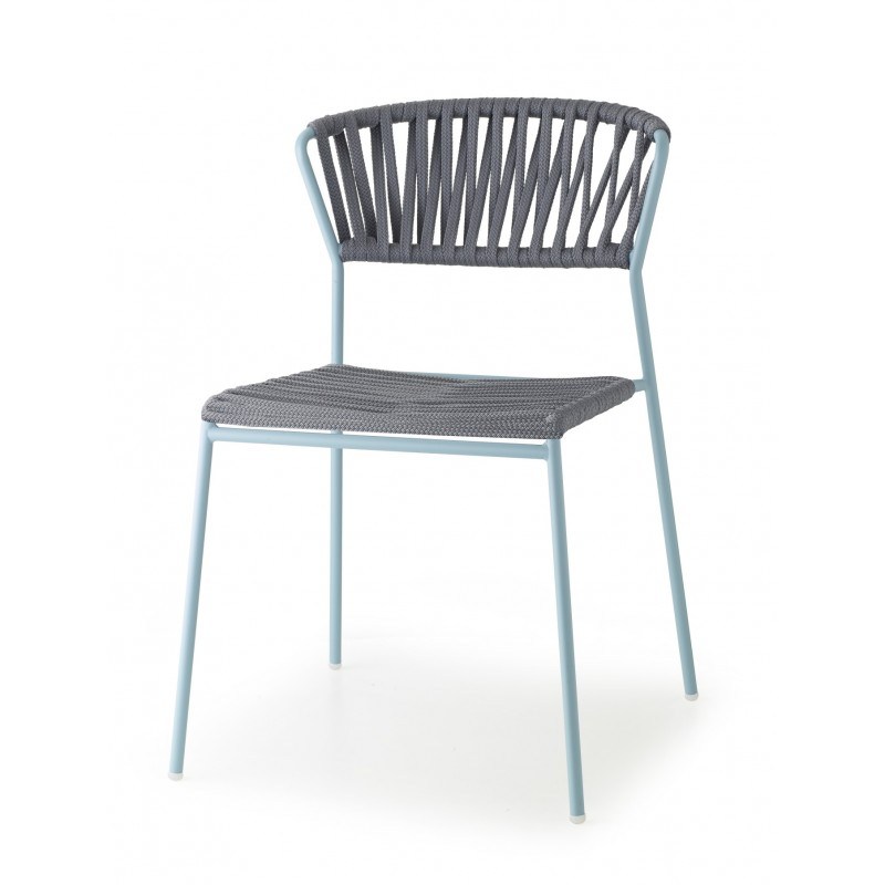 Lot de deux - chaise extérieur en corde cadre bleu LISA Lot de deux - chaise extérieur en corde cadre bleu LISA