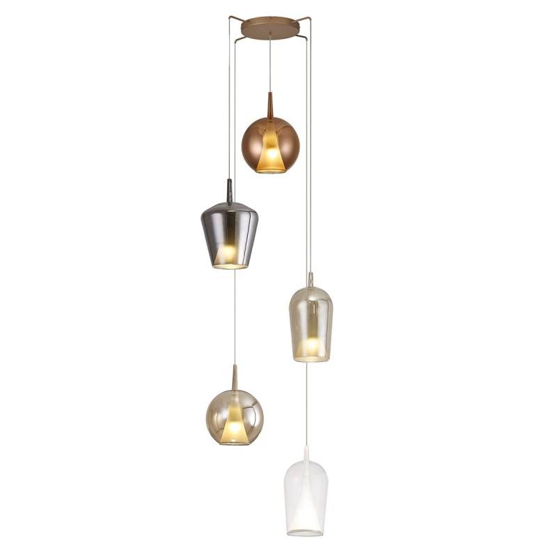 Suspension 5 abat-jour en verre Elsa - Mantra Suspension 5 abat-jour en verre Elsa - Mantra