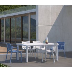 Table de jardin 170 x 100 cm technopolymer ERCOLE - blanc lin