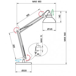 Grande lampe à poser articulée architecte LD95