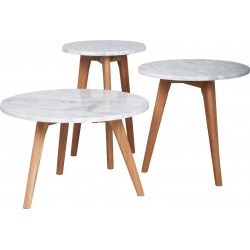 Table basse WHITE STONE marbre et bois
