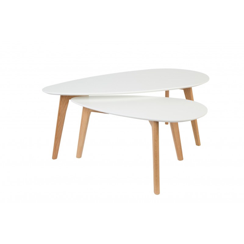 Tables basses scandinave DROP laquée blanche - set de 2