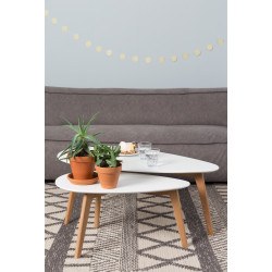 Tables basses scandinave DROP laquée blanche - set de 2