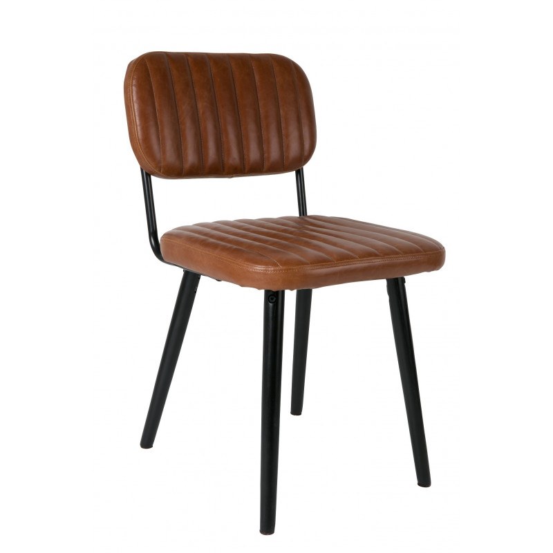 Chaise industriel cuir cognac industrielle marron et noir Chaise industriel cuir cognac industrielle marron et noir