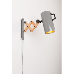 Applique extensible FLEX dimmable en acier et bois d'hévéa