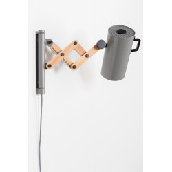 Applique extensible FLEX dimmable en acier et bois d'hévéa