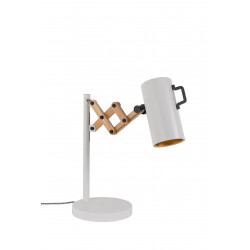 Lampe de table extensible FLEX dimmable en acier et bois d'hévéa