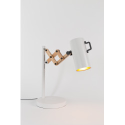 Lampe de table extensible FLEX dimmable en acier et bois d'hévéa