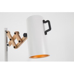 Lampe de table extensible FLEX dimmable en acier et bois d'hévéa