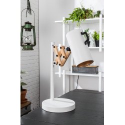 Lampe de table extensible FLEX dimmable en acier et bois d'hévéa