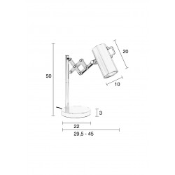 Lampe de table extensible FLEX dimmable en acier et bois d'hévéa