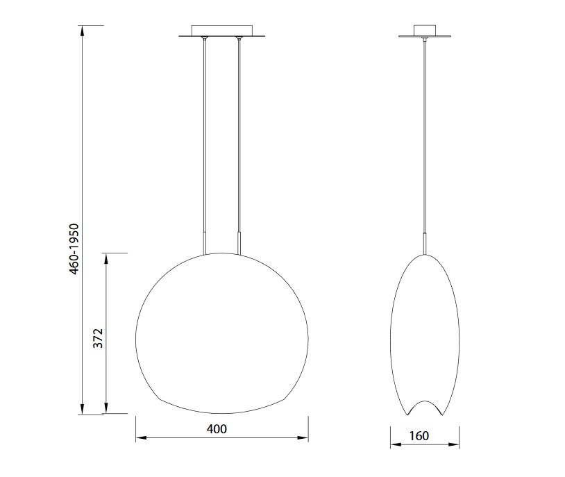 Grande suspension en verre soufflé Lens - Mantra