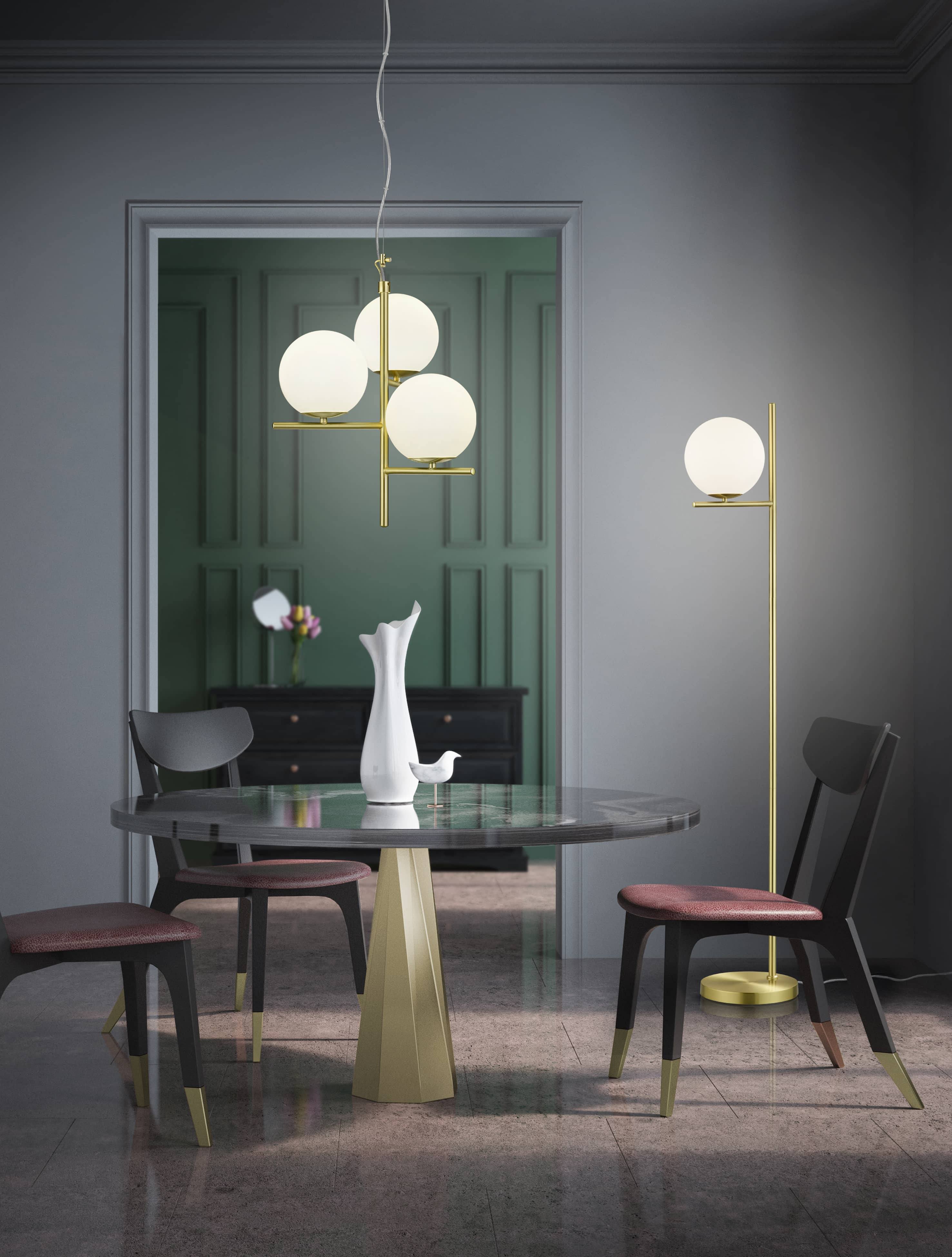 Lampadaire or et verre Pure Trio