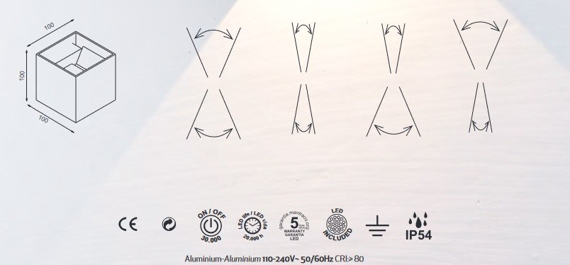 Applique LED extérieure DAVOS bidirectionnelle - Mantra