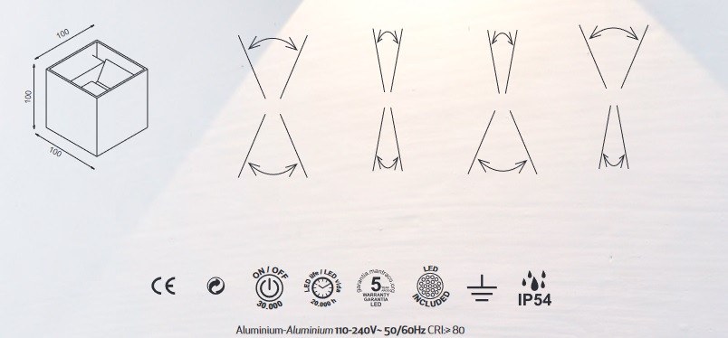 Applique LED extérieure DAVOS bidirectionnelle - Mantra