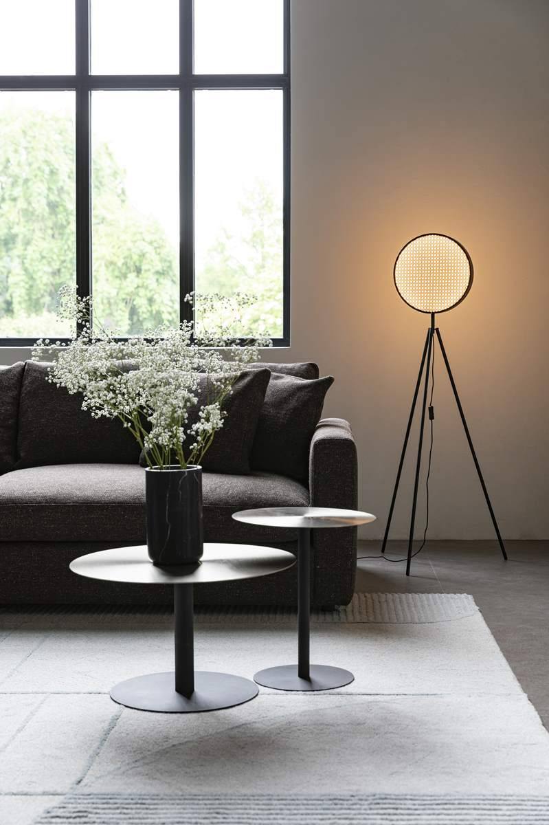 Lampadaire LED lampe de salon lampadaire design, interrupteur au pied,  métal noir, 1080lm 28W 3000K, H 130 cm, ETC Shop: lampes, mobilier,  technologie. Tout d'une source.