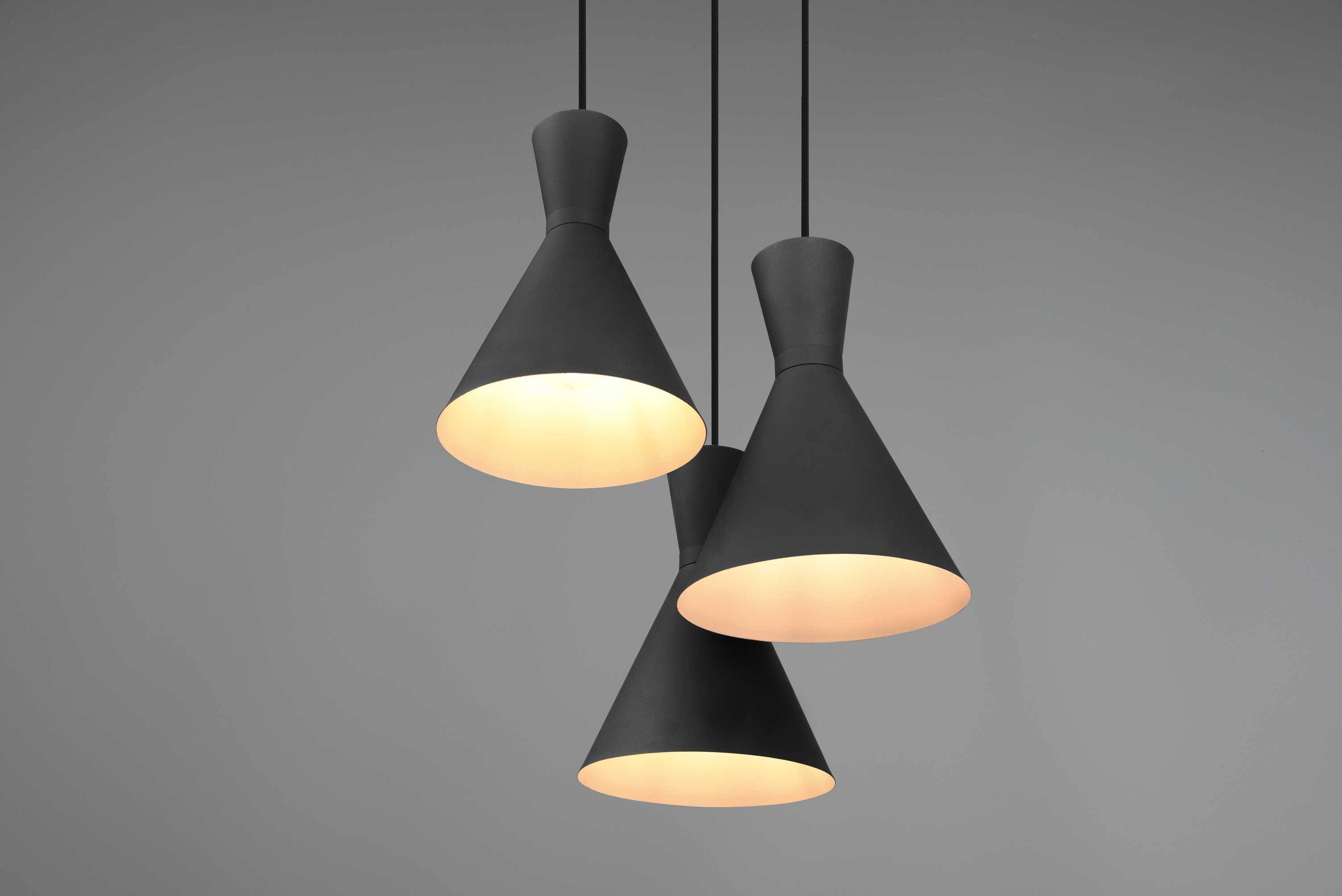 Suspension 3 lampes Enzo noir mat