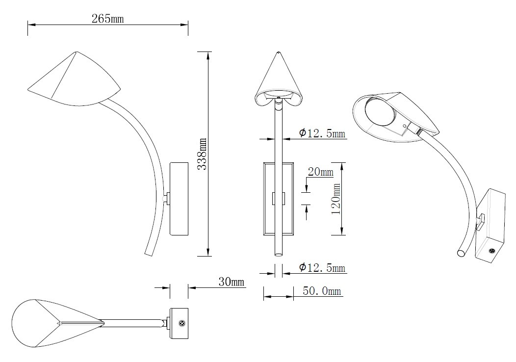 Applique noire led design Capuccina - Mantra