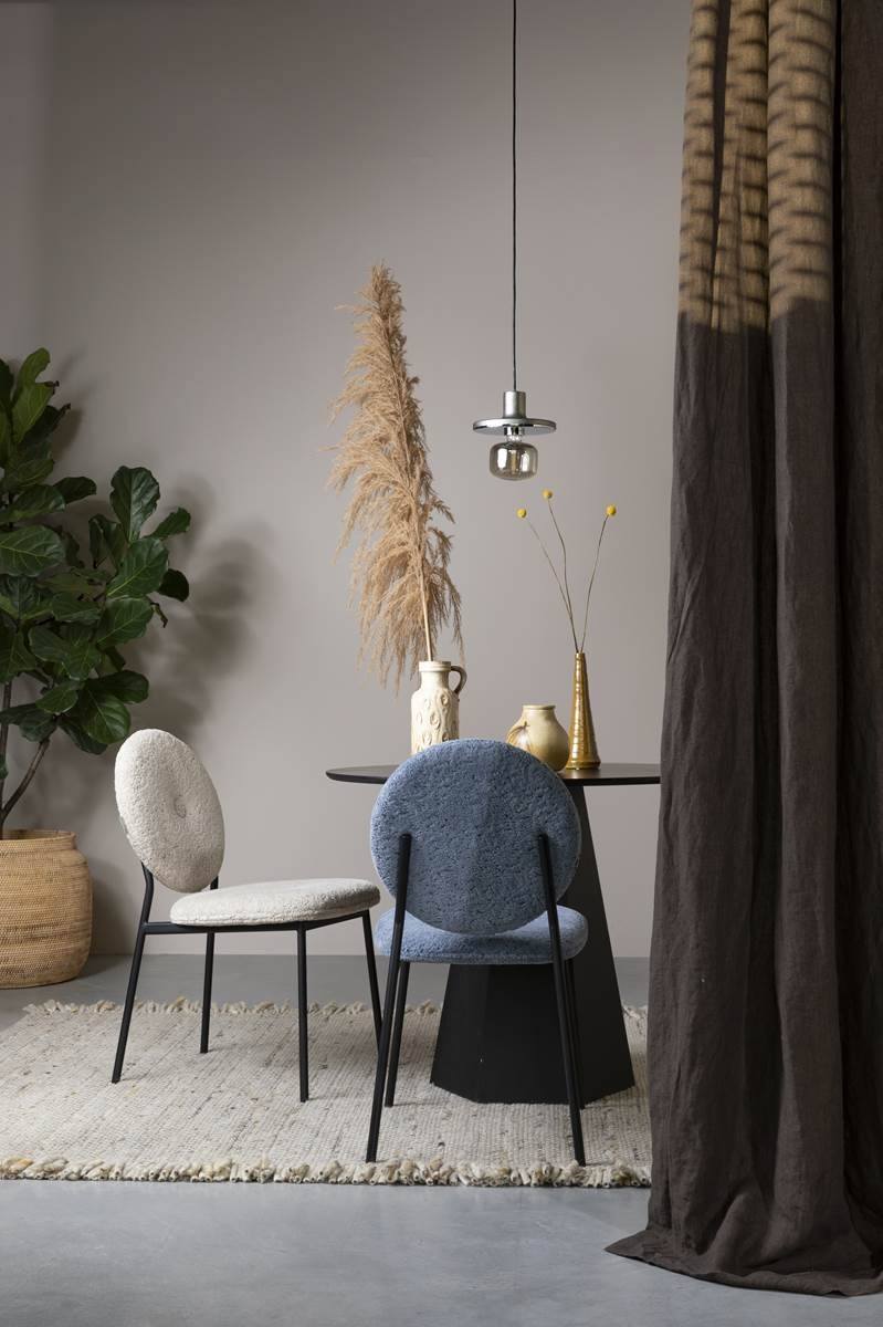 2 chaises en métal et tissu bleu velours Mist par ZUIVER