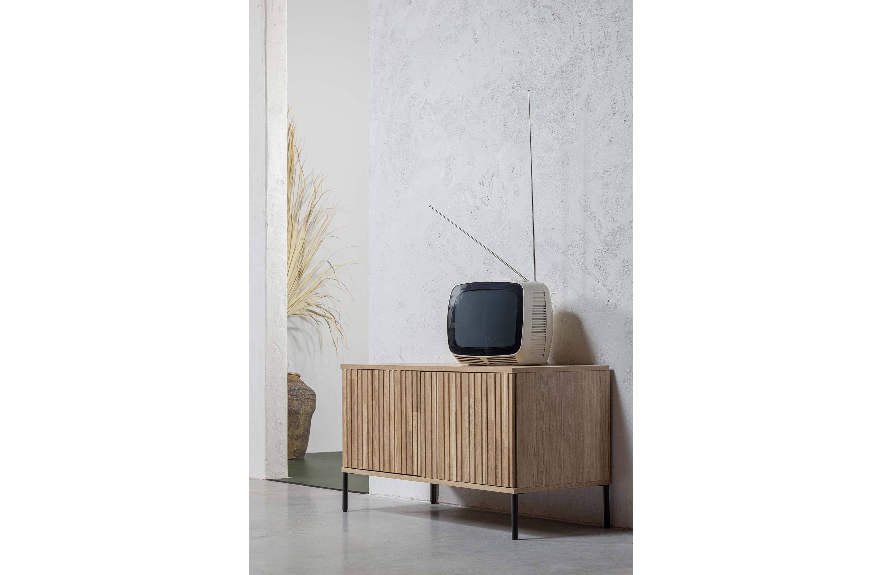 Meuble TV 100 cm en chêne naturel [fsc] New Gravure - Woood