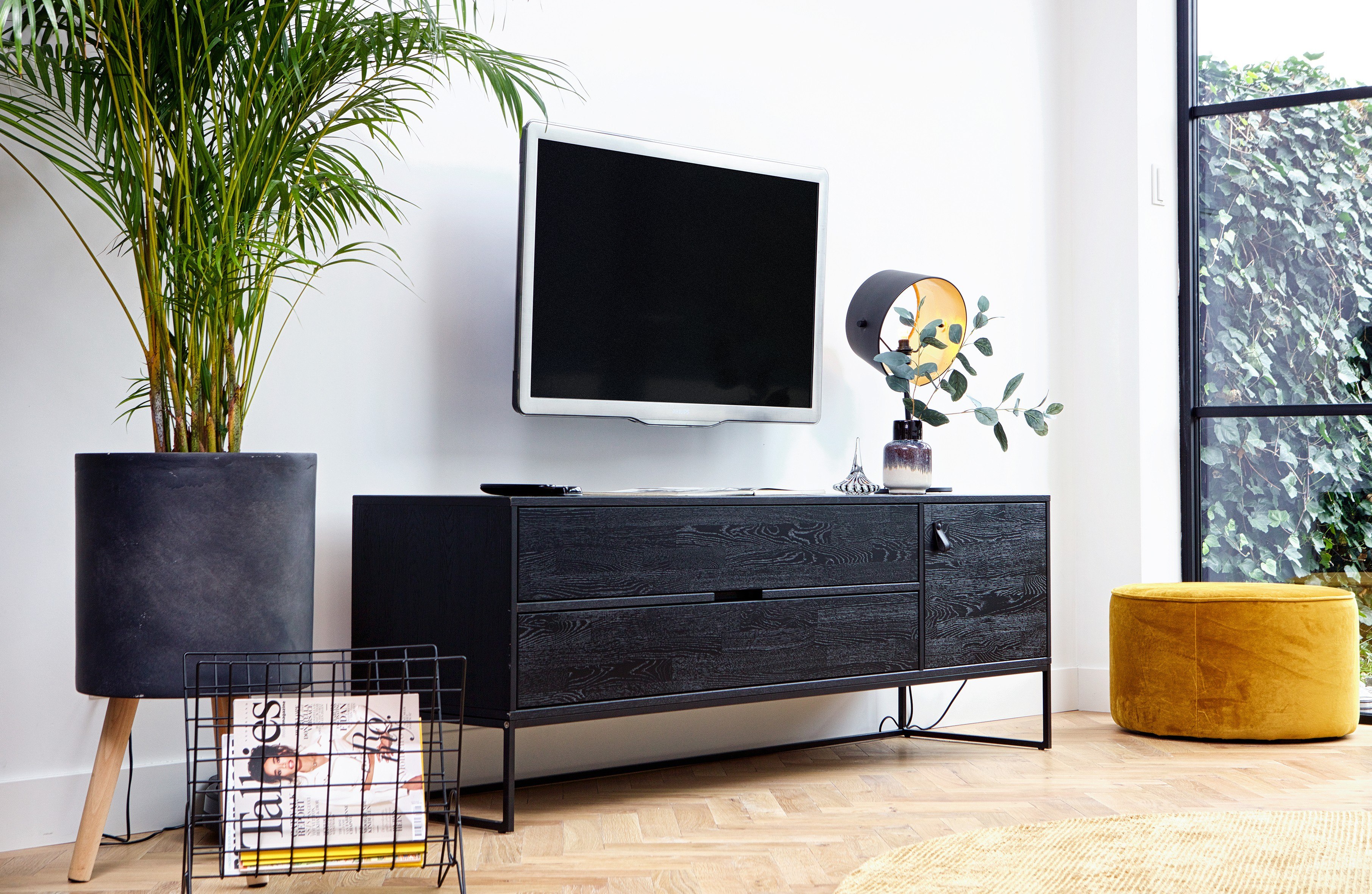Meuble télé en bois noir FSC Silas