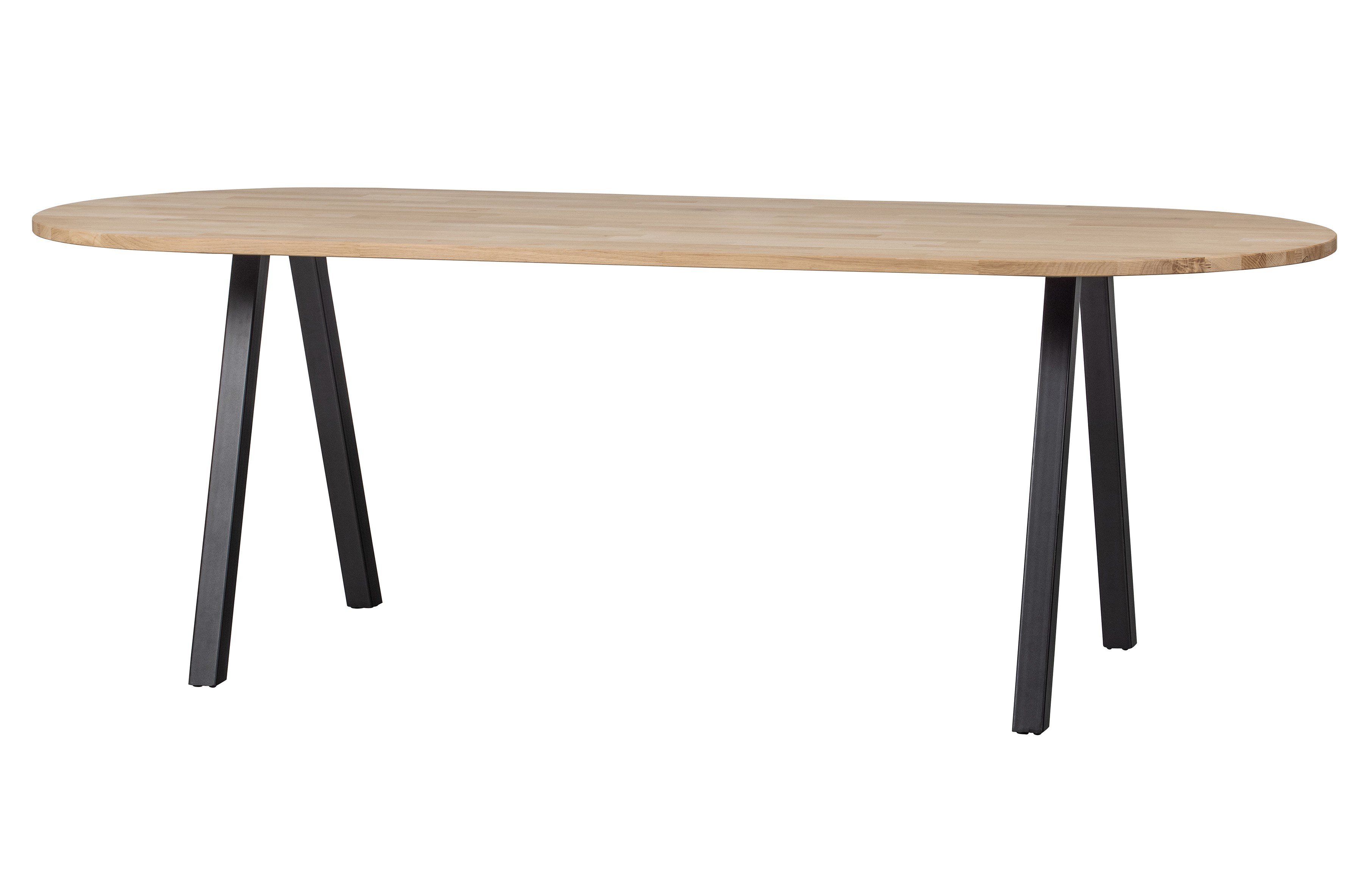 Table de salle à manger ovale en bois de chêne massif FSC avec pieds triangulaires 220 cm "Tablo" par Woood