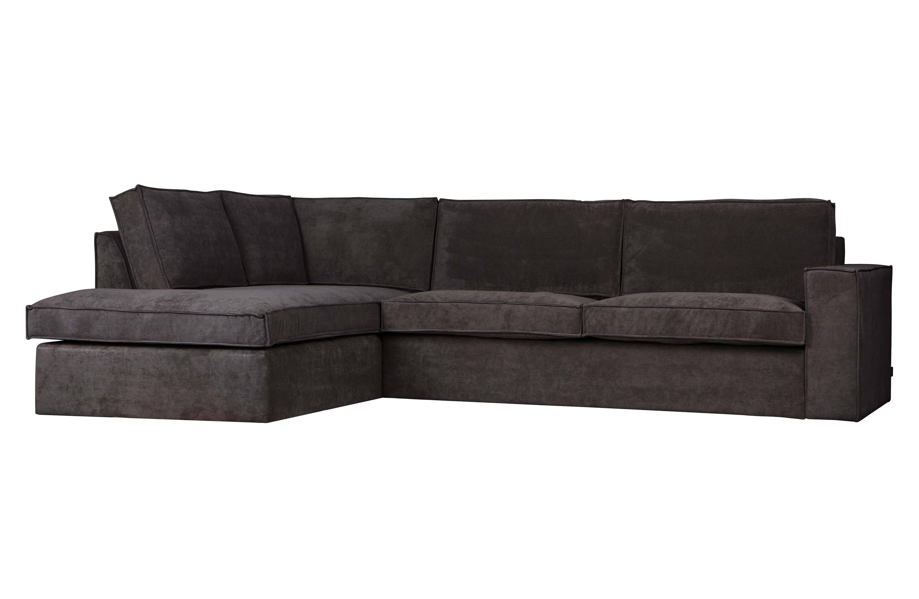 Canapé d'angle gauche tissu côtelé gris THOMAS - Woood
