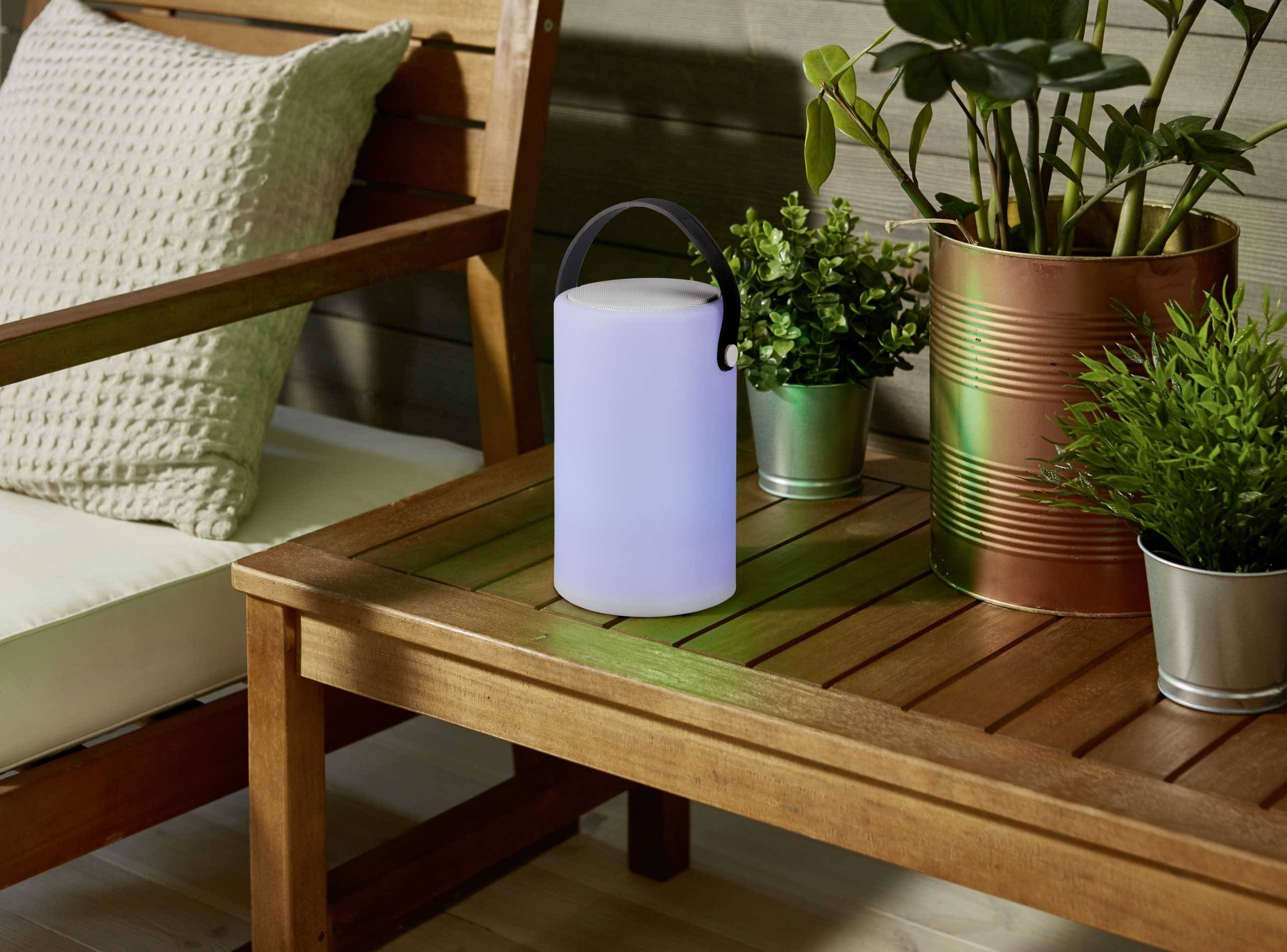 Lampe à poser haut parleur rechargeable 1W, 35lm Bermuda