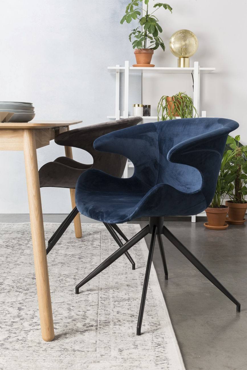 Fauteuil de bureau design revêtement velours Mia – Zuiver