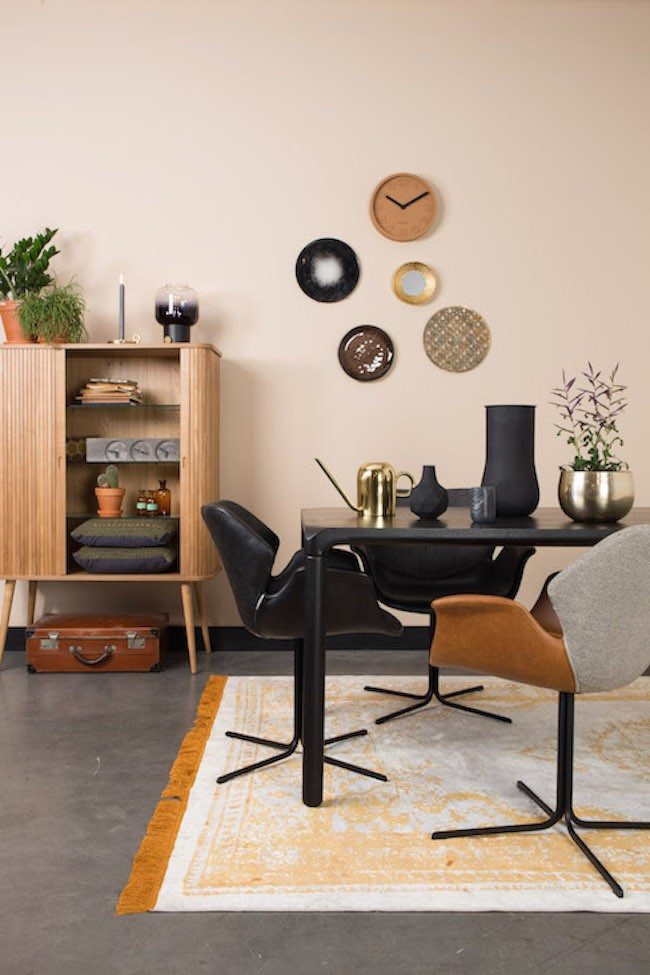 Fauteuil design cuir et tissu - NIkki zuiver