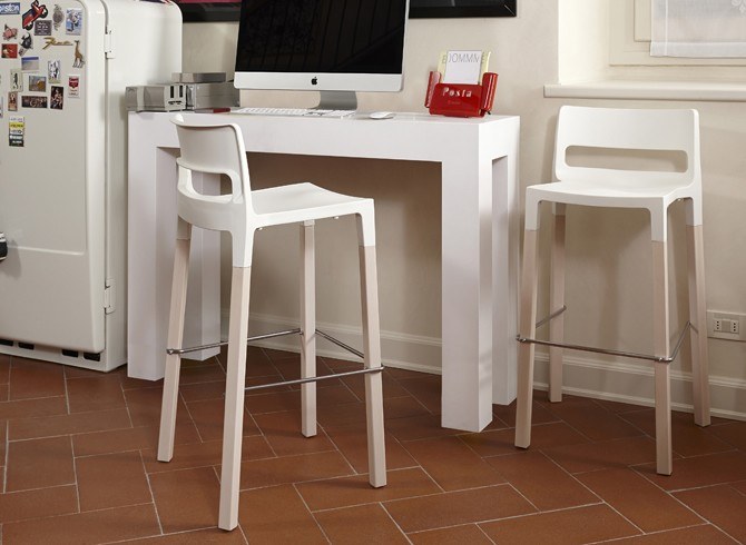 Tabouret de bar Natural Divo blanc et bois - Scab design