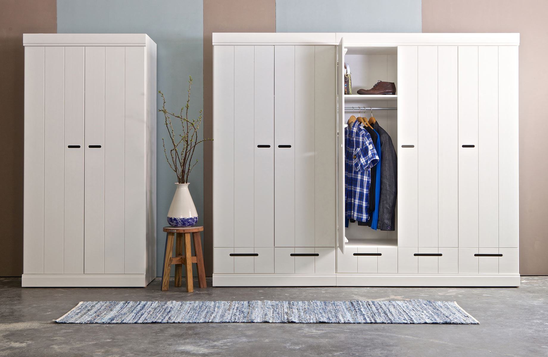Armoire en bois blanc 2 portes 2 tiroirs Connect - Woood