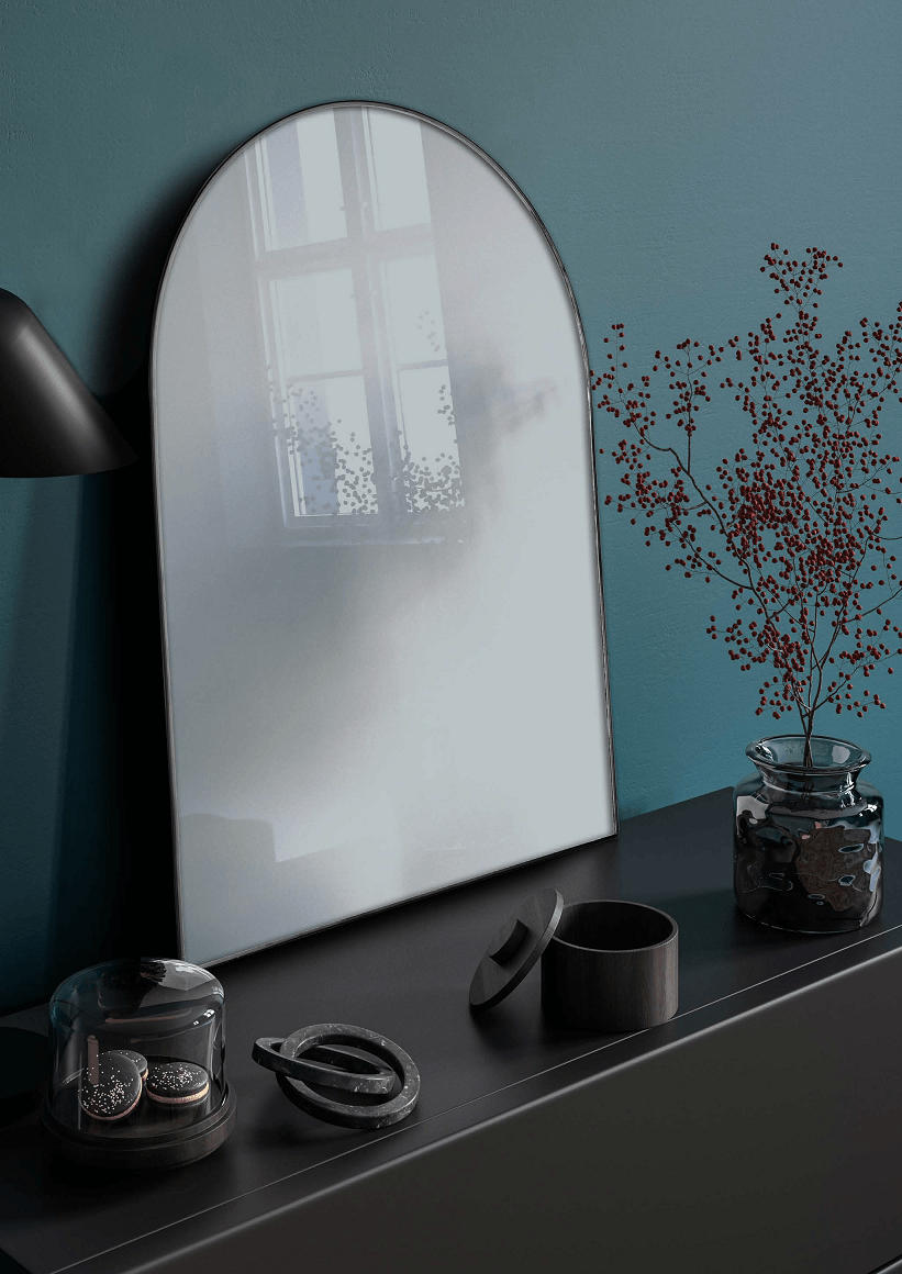 Miroir design 50 cm cadre noir SIMONE